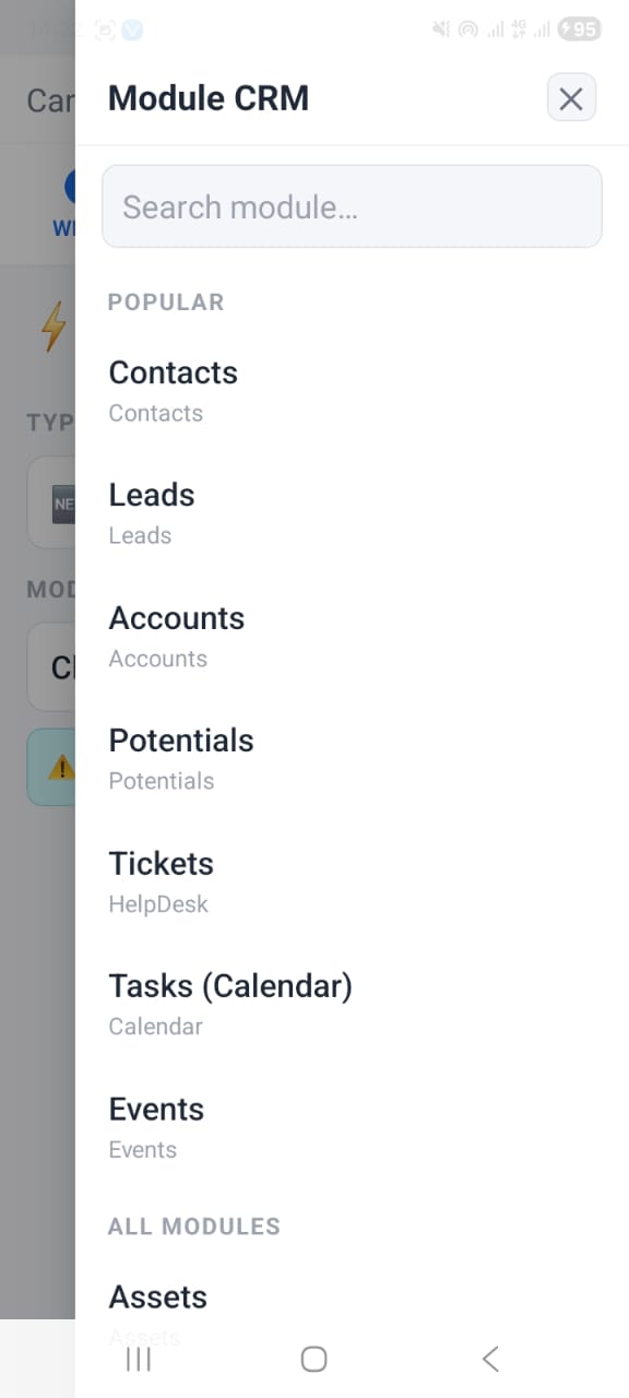 OpenCRMApp — Quick create record form