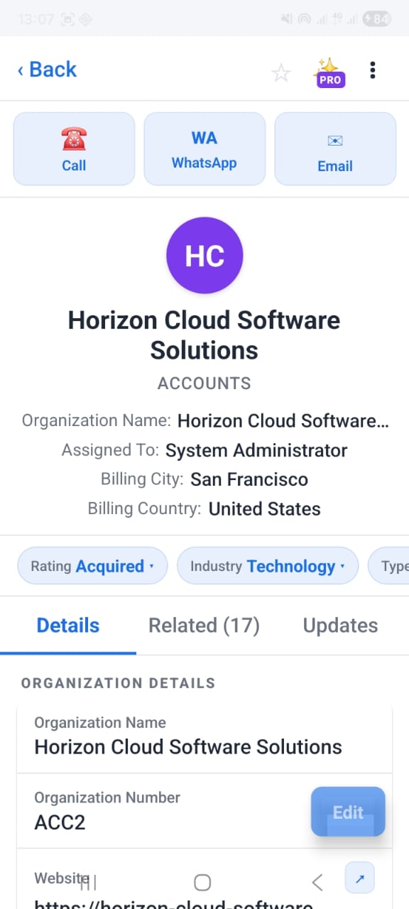 OpenCRMApp — Full CRM record detail view