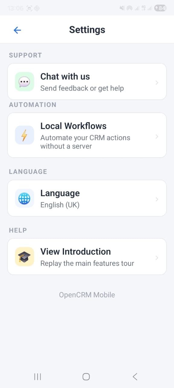 OpenCRMApp — Local workflow notification rule builder