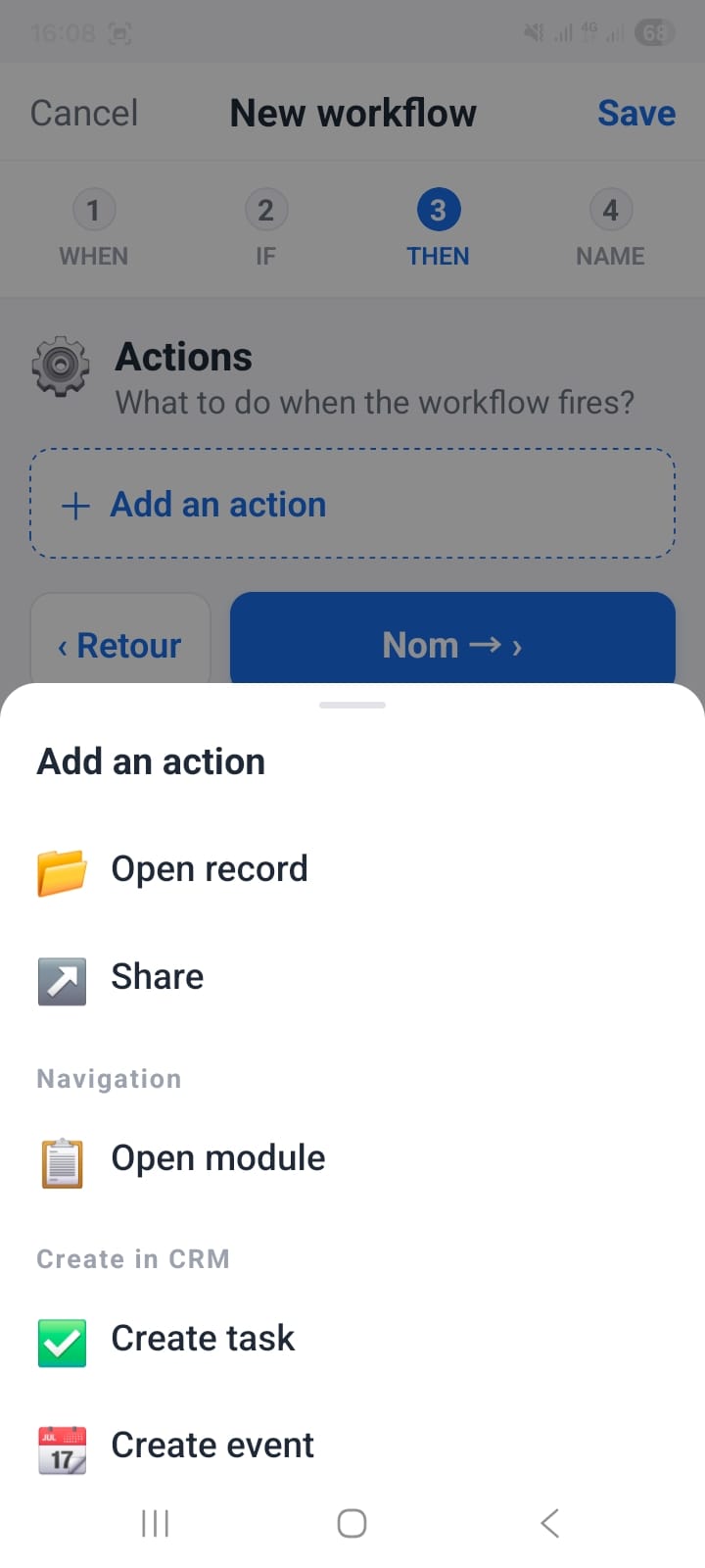 Setting up notification workflows in OpenCRMApp