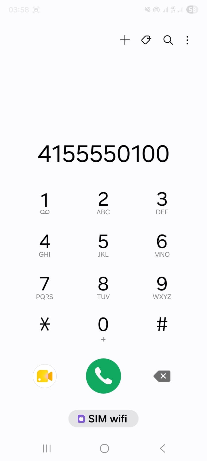 OpenCRMApp triggering a phone call — device dialer opens pre-filled with the contact's number 4155550100